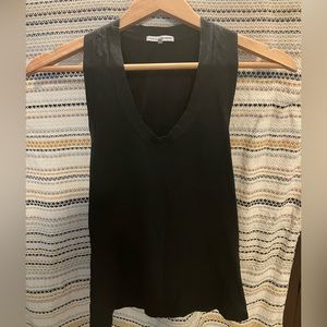 James Perce, black tank top, wide racer back, size 1.